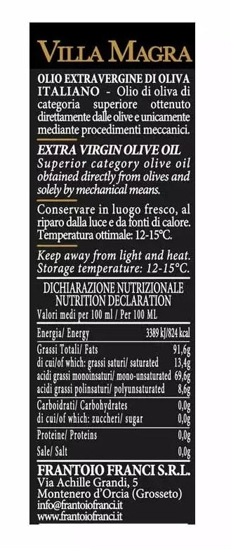 FRANCI VILLA MAGRA RACCOLTO 2025 OLIO EXTRAVERGINE D&