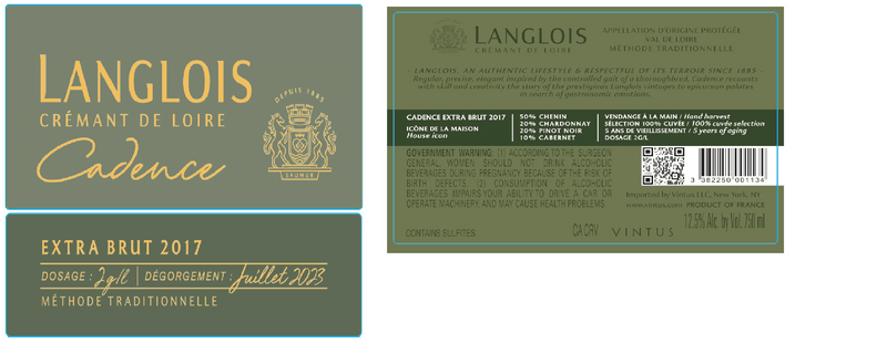 LANGLOIS CADENCE EXTRA BRUT 2017 CRÉMANT DE LOIRE AOC 750mℓ
