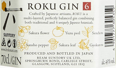 ROKU GIN ARTIGIANALE GIAPPONESE SUNTORY 700mℓ