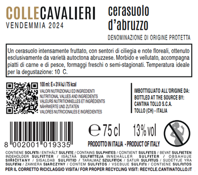 CANTINA TOLLO CERASUOLO D'ABRUZZO ROSATO DOP 750mℓ